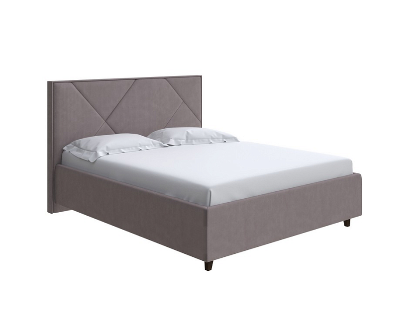 Кровать Tessera Grand 120x200 Ткань: Велюр Casa Лунный - Мягкая кровать с высоким изголовьем и стильными ножками из массива бука