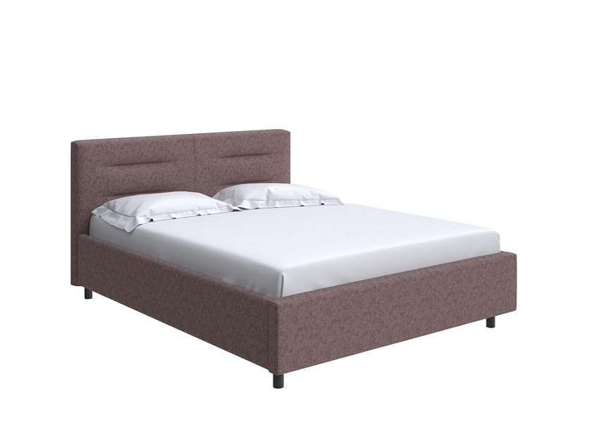 Кровать Nuvola-8 NEW 140x190 Ткань: Рогожка Levis 37 Шоколад - Кровать в лаконичном стиле с горизонтальной отстрочкой  в изголовье