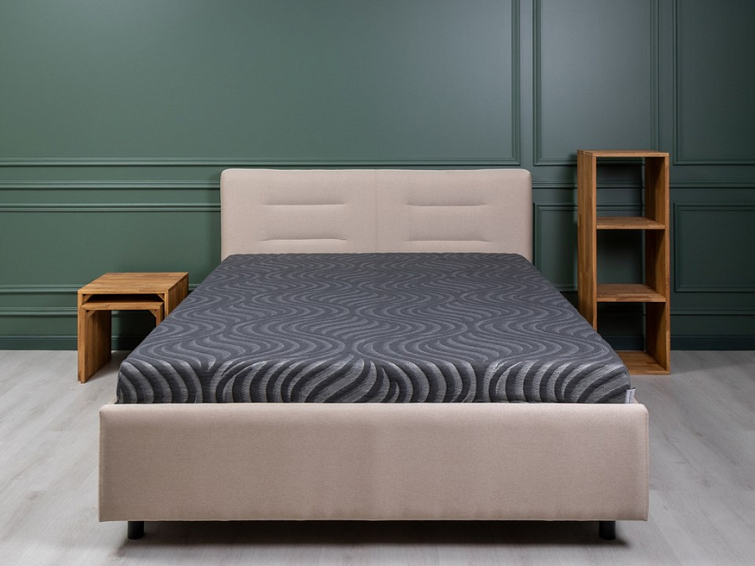 Кровать Nuvola-8 NEW 140x190 Ткань: Рогожка Levis 62 Розовый - Кровать в лаконичном стиле с горизонтальной отстрочкой  в изголовье