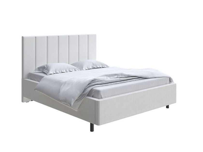 Кровать Oktava 90x200 Ткань: Флок Бентлей Светло-серый - Кровать в лаконичном дизайне в обивке из мебельной ткани или экокожи.