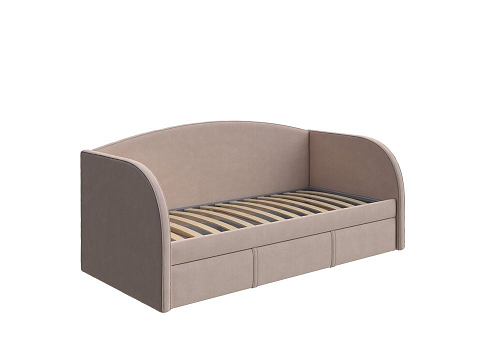 Кровать с основанием Hippo-Софа c выкатным ящиком - Удобная детская кровать с бельевым ящиком в мягкой обивке