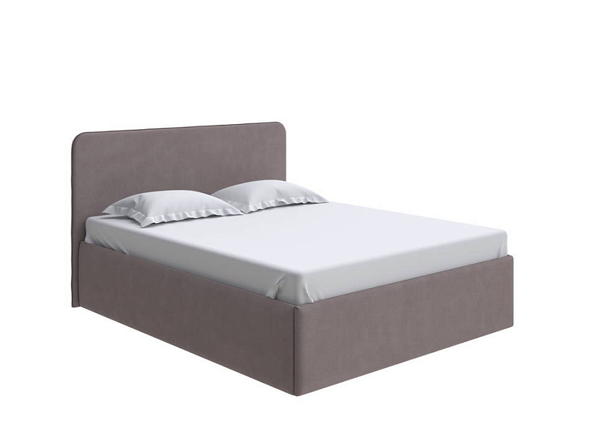 Кровать Mia с подъемным механизмом 140x200 Ткань: Рогожка Levis 37 Шоколад - Стильная кровать с подъемным механизмом