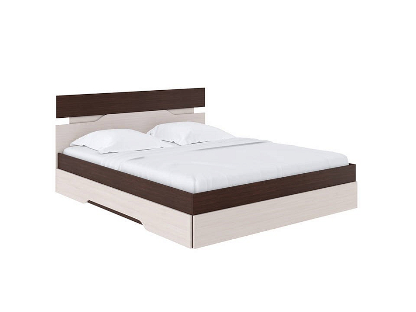 Кровать Milton 160x190 ЛДСП Дуб Венге/Дуб Шамони светлый - Современная кровать с оригинальным изголовьем.