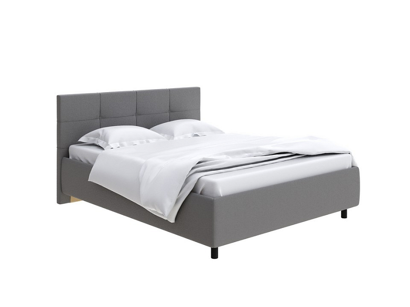 Кровать Next Life 1 160x200 Ткань: Рогожка Тетра Мраморный - Современная кровать в стиле минимализм с декоративной строчкой