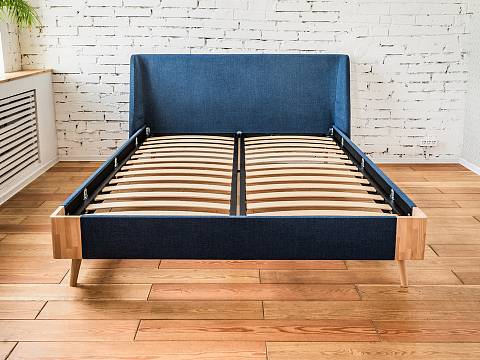 Кровать из массива Lagom Side Soft - Оригинальная кровать в обивке из мебельной ткани.