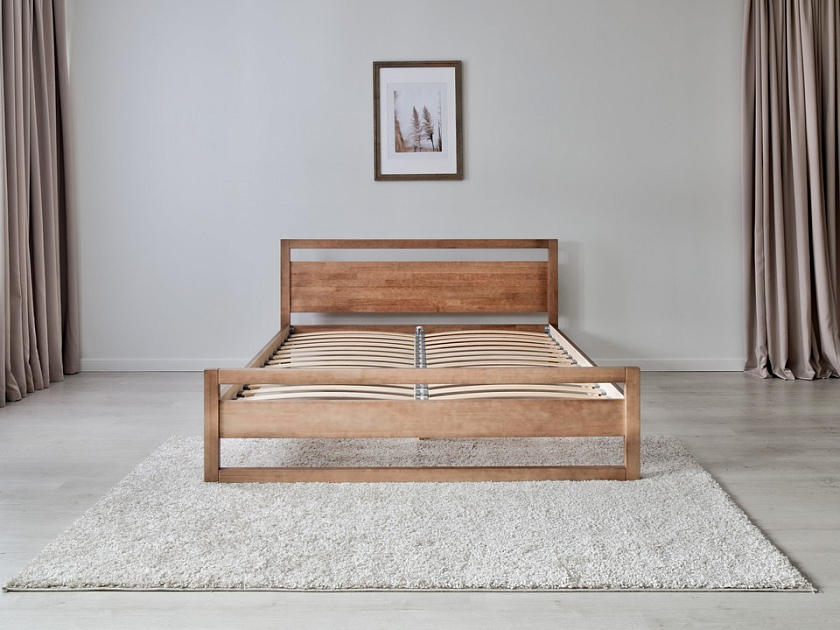 Кровать Kvebek 90x190 Массив (сосна) Антик - Элегантная кровать из массива дерева с основанием
