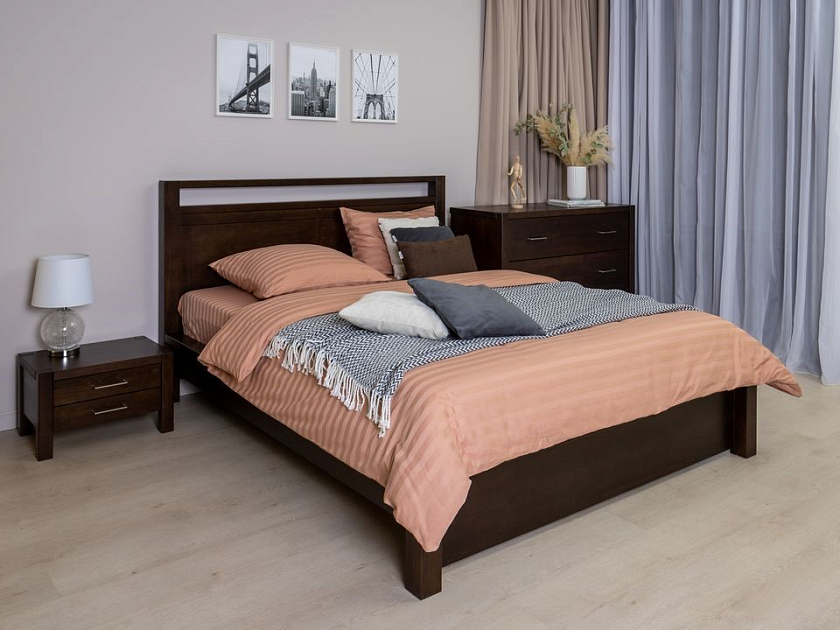 Кровать Fiord 120x200 Массив (сосна) Масло-воск Natura - Кровать из массива с декоративной резкой в изголовье.