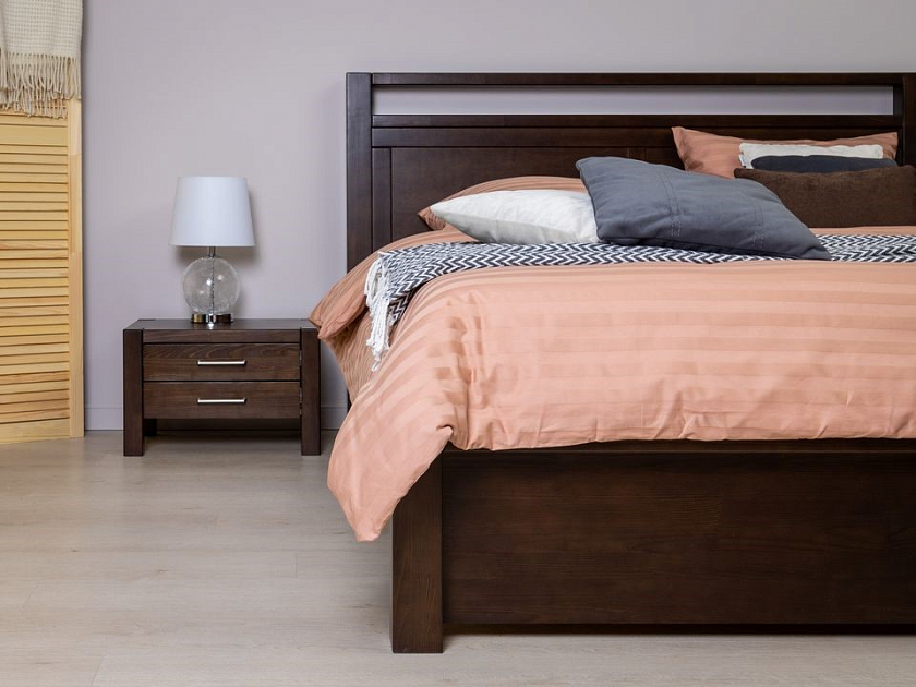 Кровать Fiord 120x200 Массив (сосна) Масло-воск Natura - Кровать из массива с декоративной резкой в изголовье.