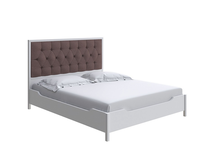 Кровать Vester 160x200 Ткань/Массив Лама Шоколад/Белая эмаль (сосна) - Современная кровать со встроенным основанием