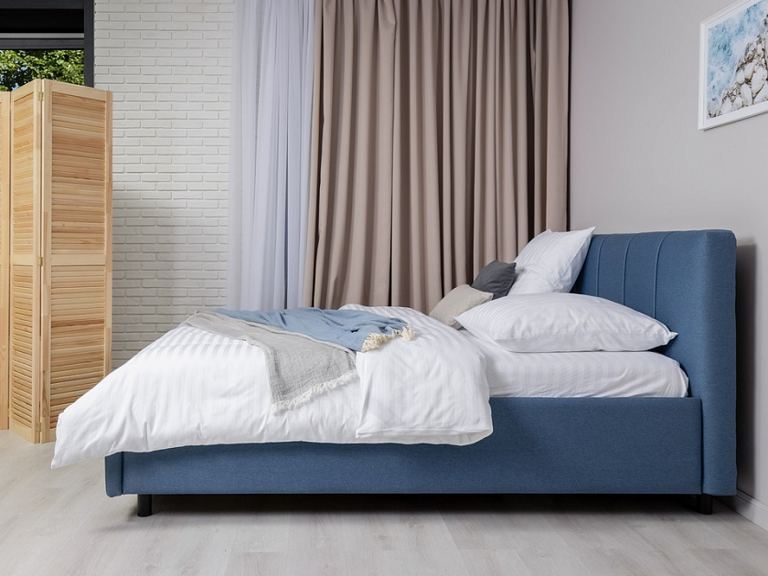 Кровать Nuvola-7 NEW 160x200 Ткань: Рогожка Levis 12 Лён - Современная кровать в стиле минимализм
