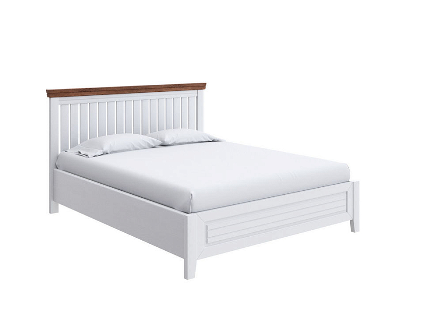 Кровать Olivia с подъемным механизмом 200x220 Массив (сосна) Белая эмаль/Антик - Кровать с подъёмным механизмом из массива с контрастной декоративной планкой.