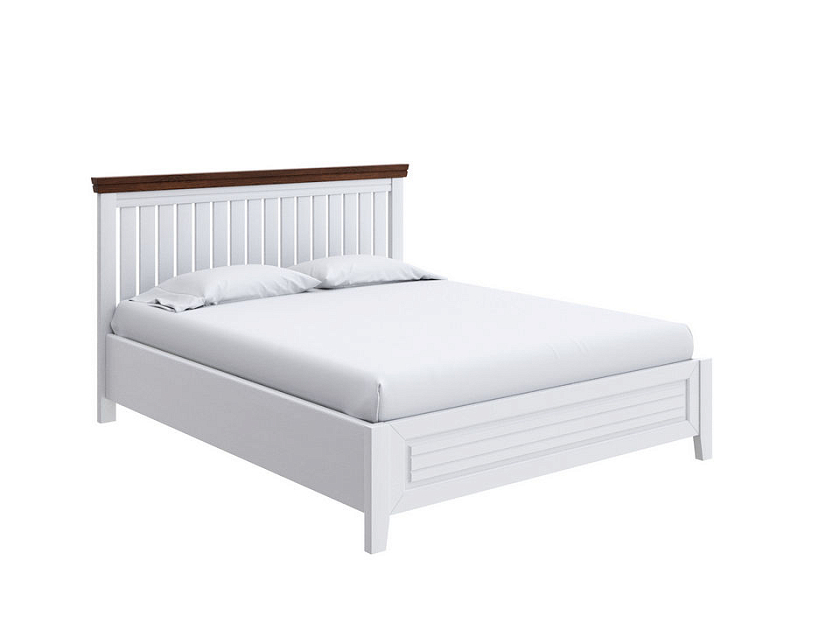 Кровать Olivia с подъемным механизмом 90x200 Массив (сосна) Белая эмаль/Орех - Кровать с подъёмным механизмом из массива с контрастной декоративной планкой.